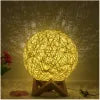 Creative Linen Table Lamp with LED Intelligent USB, Remote Control, and Rattan Ball