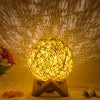 Creative Linen Table Lamp with LED Intelligent USB, Remote Control, and Rattan Ball