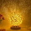 Creative Linen Table Lamp with LED Intelligent USB, Remote Control, and Rattan Ball