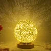 Creative Linen Table Lamp with LED Intelligent USB, Remote Control, and Rattan Ball