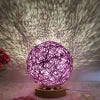 Creative Linen Table Lamp with LED Intelligent USB, Remote Control, and Rattan Ball