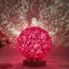 Creative Linen Table Lamp with LED Intelligent USB, Remote Control, and Rattan Ball