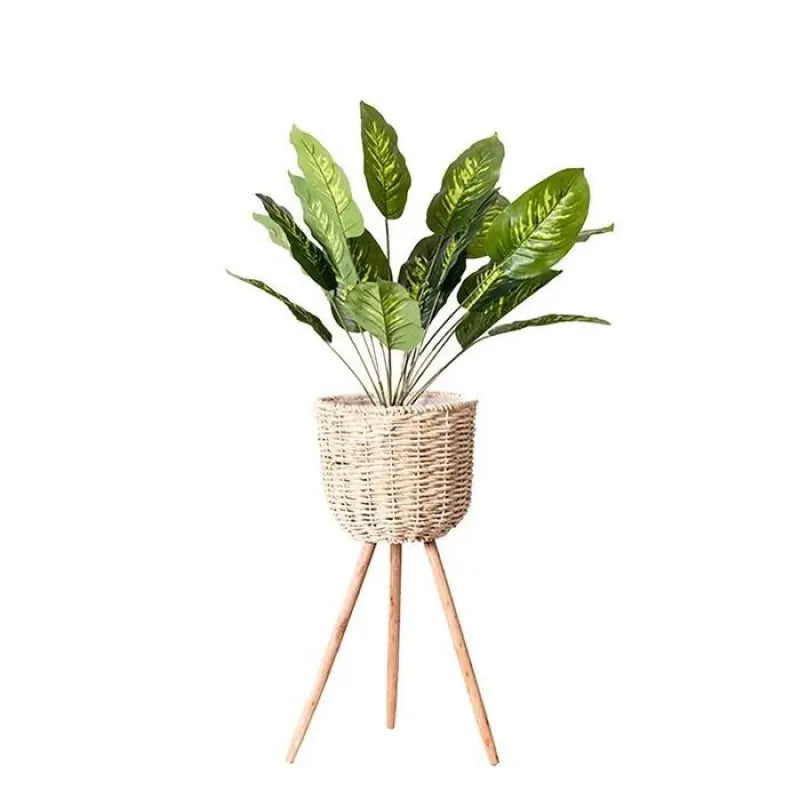 Floor - standing flowerpot straw furniture